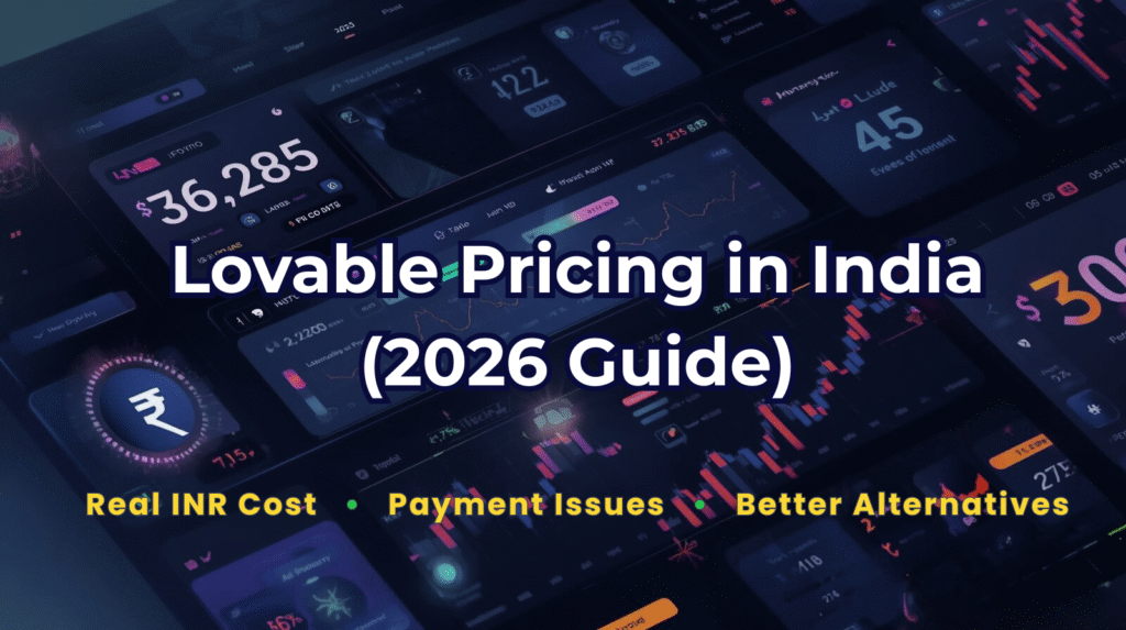 Lovable pricing in India compared in INR and USD.