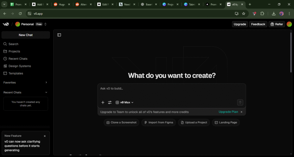 “v0 by Vercel interface generating React UI components as a Base44 alternative”