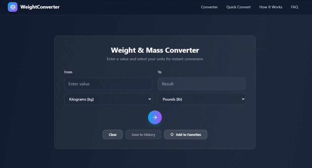 weight and mass converter