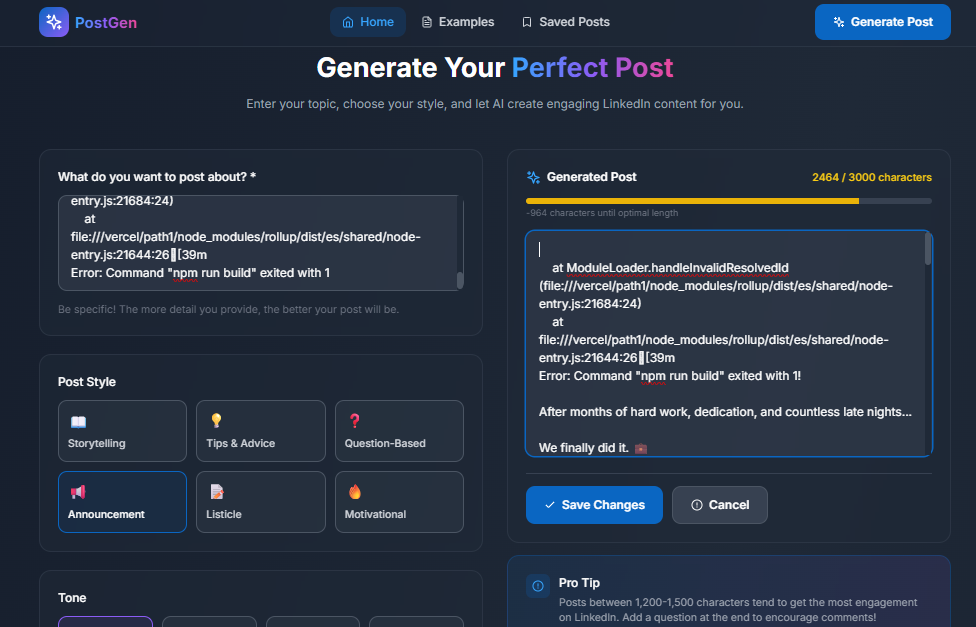 linkedin post generator