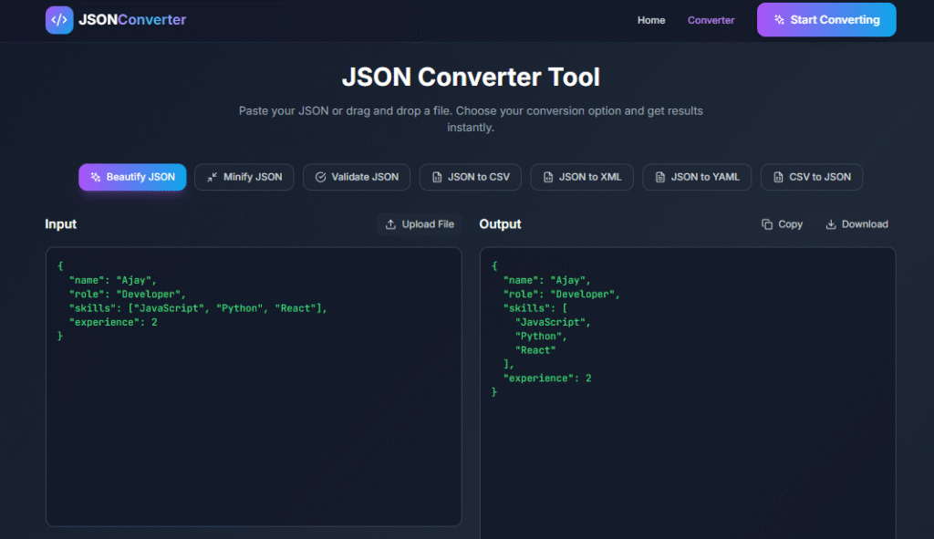online json converter