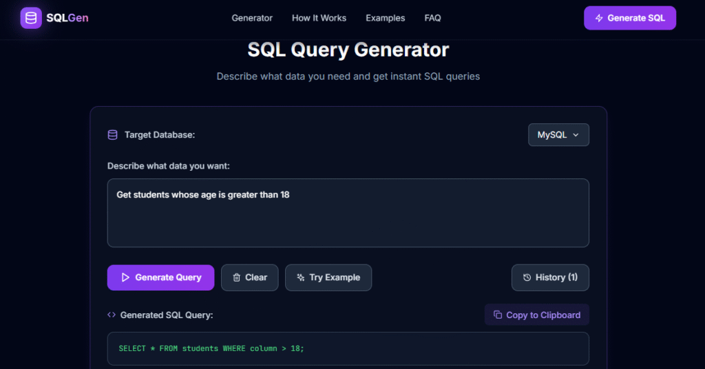 free sql query generator