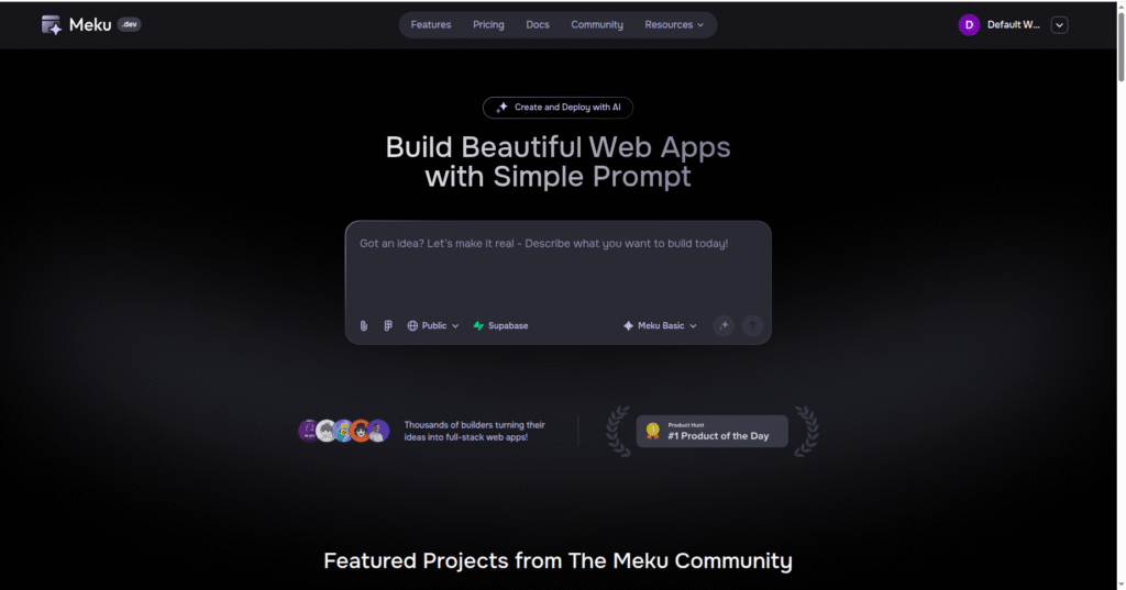 Meku.dev vs PromptXL AI app builder comparison dashboard