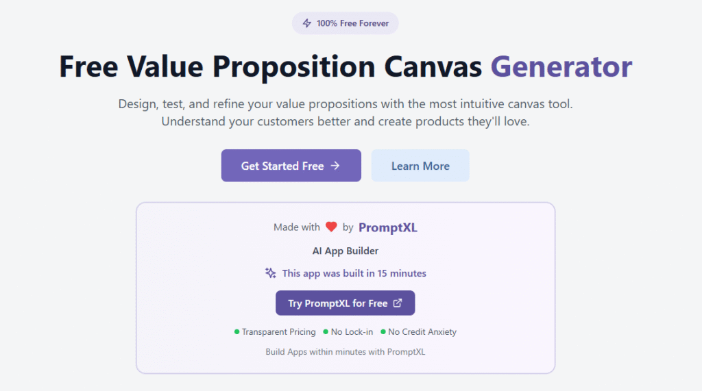 value proposition canvas generator